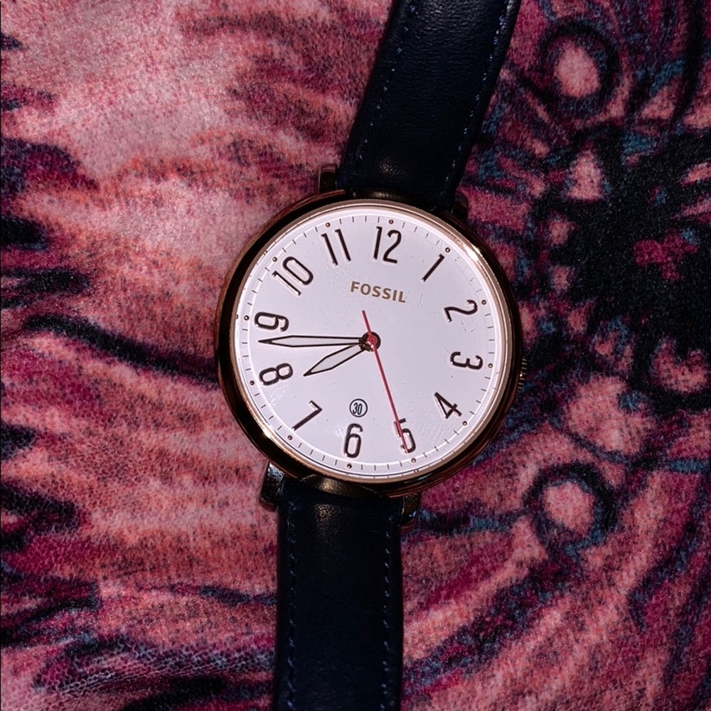 Fossil Jacqueline Navy Leather Watch